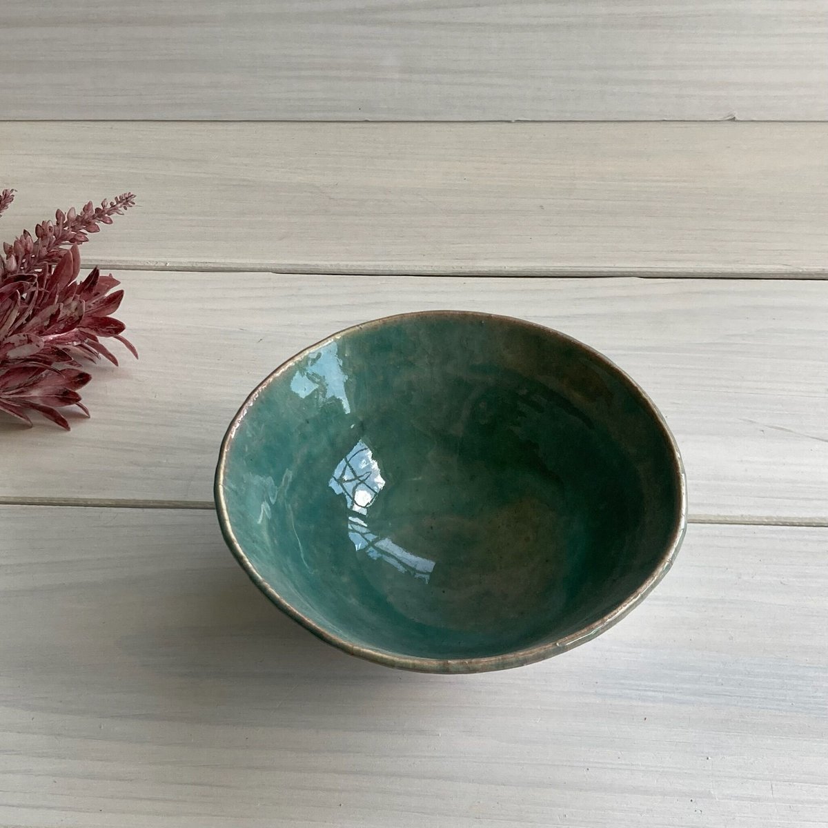 緑彩掛分平茶碗【桐箱入】 | 萩焼 窯元 緑栄窯 Ryokuei-オンライン