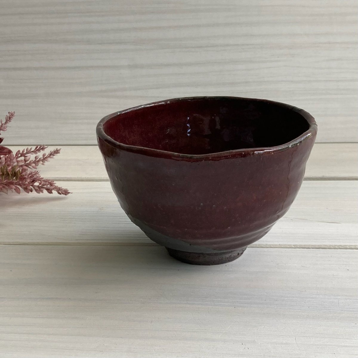 黒彩紅掛分抹茶碗【桐箱入】 | 萩焼 窯元 緑栄窯 Ryokuei-オンライン