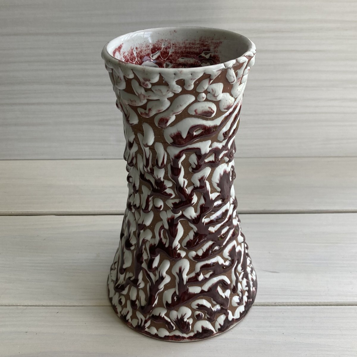 永地朝日さん作 萩焼花瓶 桐箱入