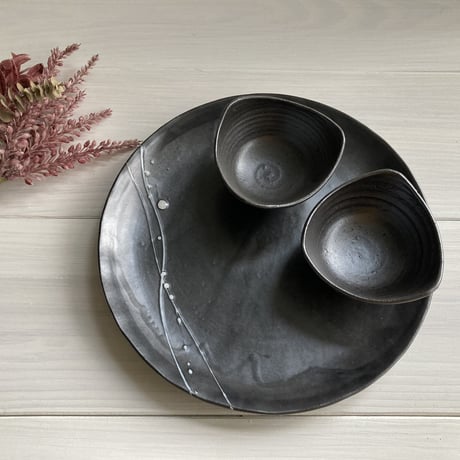 丸皿（筆滴黒）
