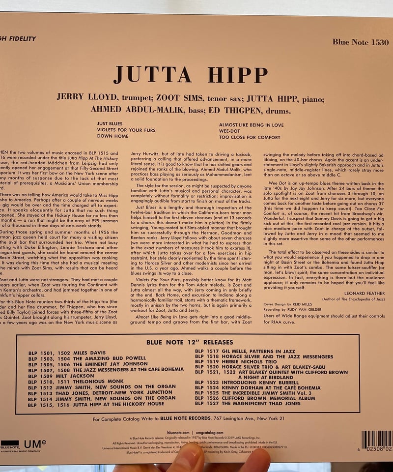 JUTTA HIPP/with zoot sims/blue note/lexington a
