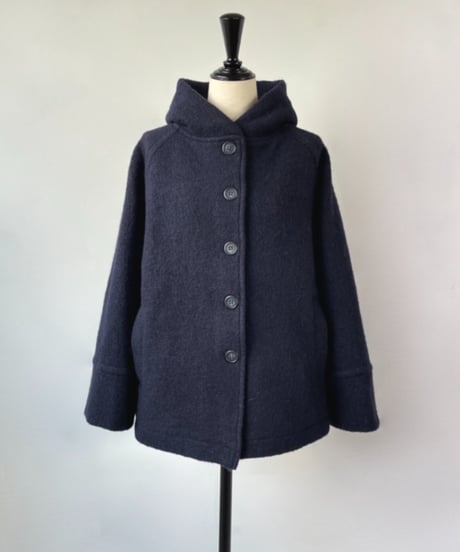 mao made　圧縮ウール フーディー ラグラン ジャコット（ネイビー）