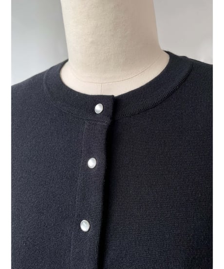 mao made　シルケットコットン スナップ ワイドカーディガン（ブラック）