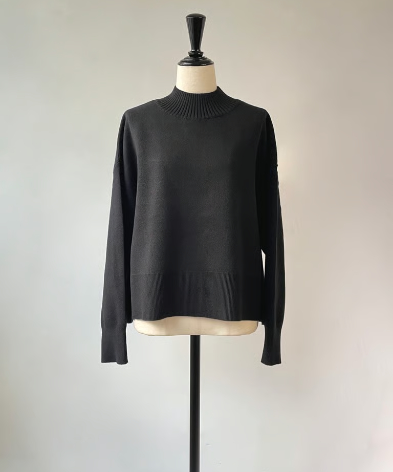 SUGARROSE ダブルジャガード ハイネックプルオーバー（ブラック