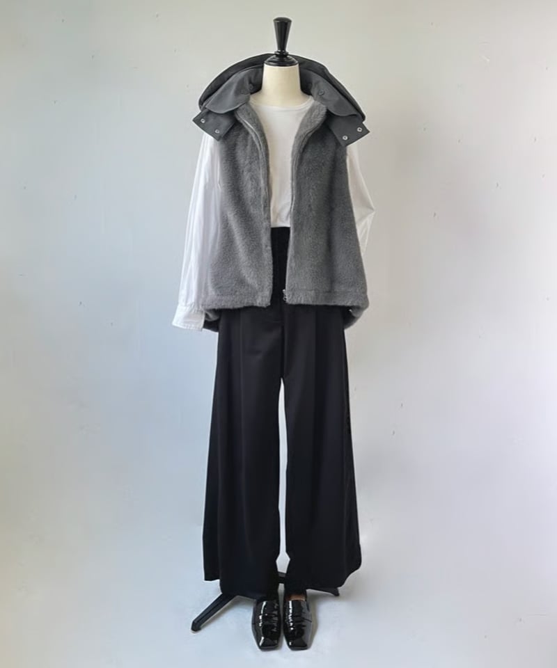 MARIE D'OR ミンクフェイクファー 別布フード取りはずしベスト