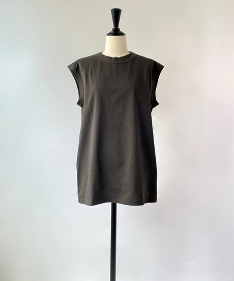 anana　コットン ノースリーブ ワイドTee（ダークブラウン）