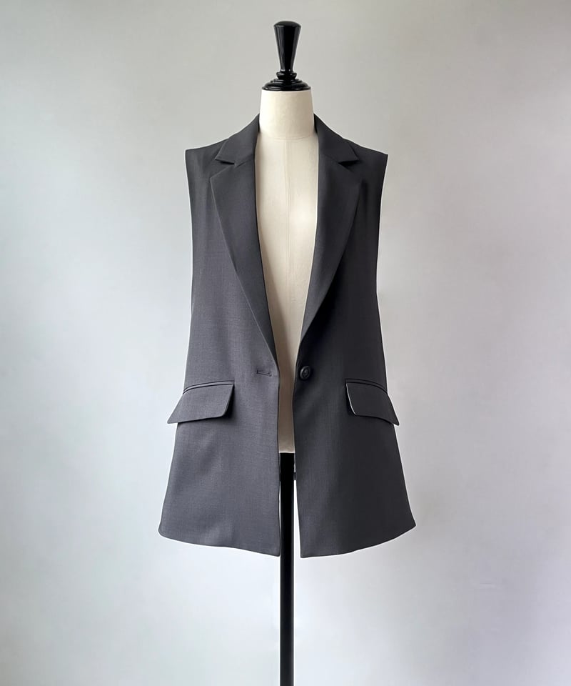 Frene♡クレープテーラードジレ♡アイボリー♡新品 HERENCIA サイドシップ テーラード ジレ（グレー） | HENNES_KURAKUEN