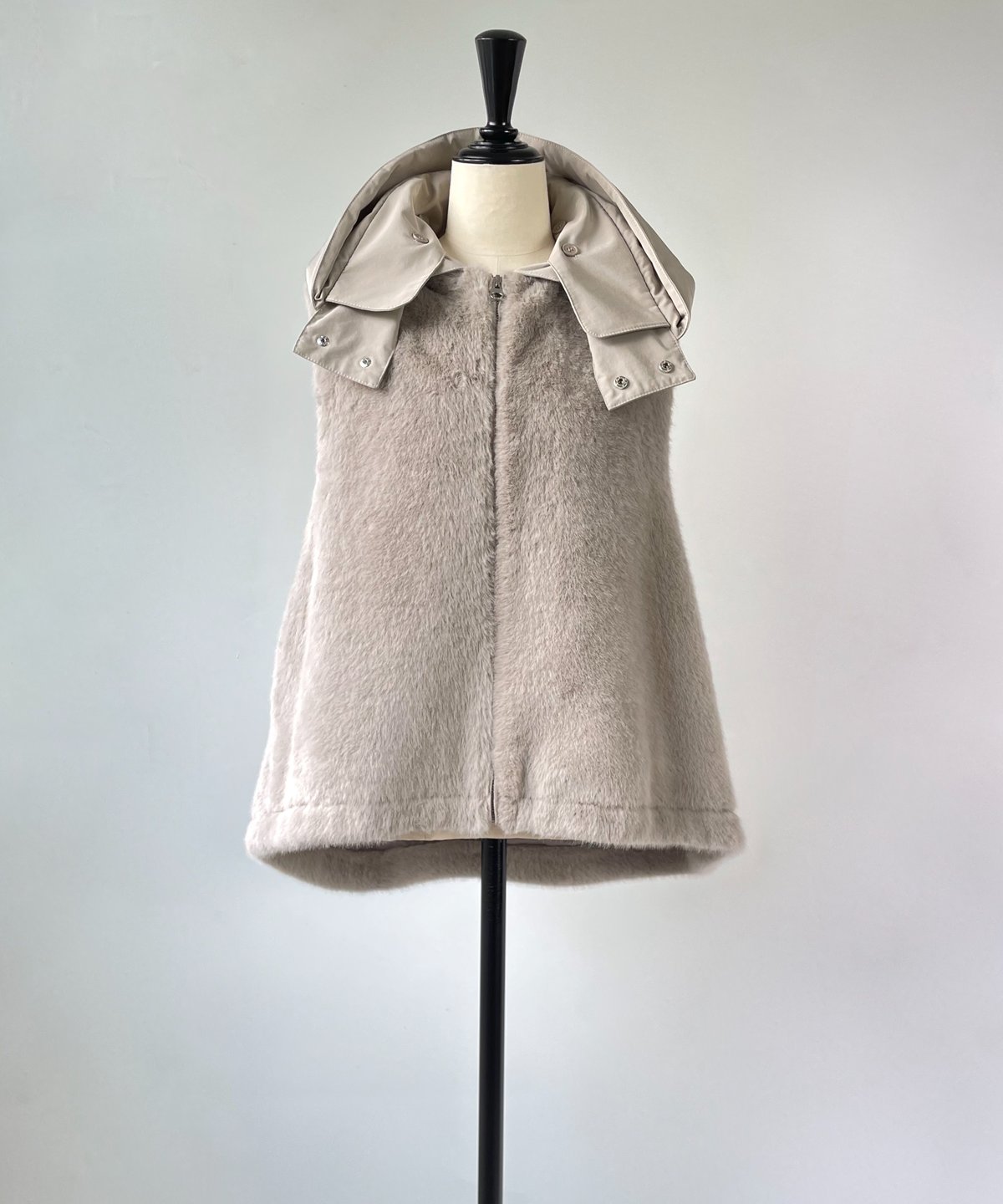 MARIE D'OR ミンクフェイクファー 別布フード取りはずしベスト（ペール