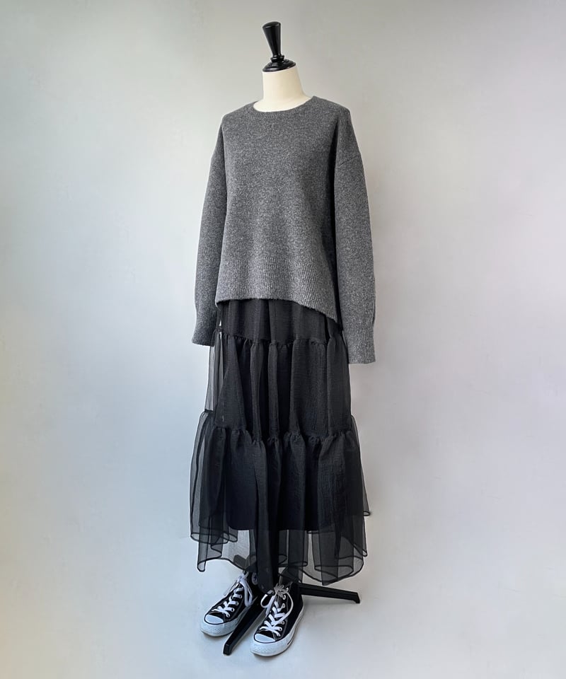 anana シアーオーガンジー ティアードスカート（ブラック  