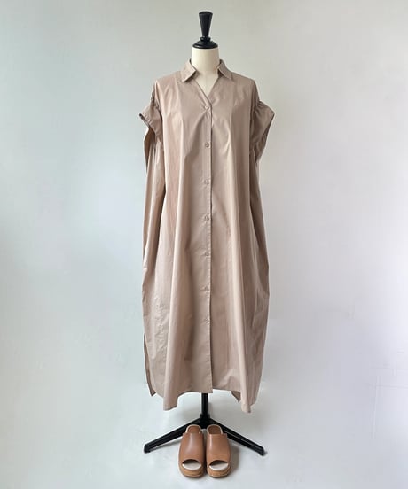 HERENCIA　バックリボン シャツドレス ワンピース（ベージュ）