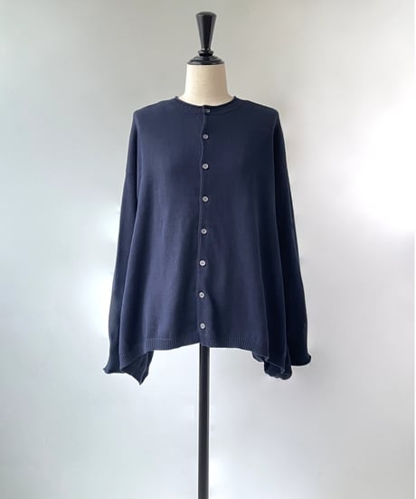 mao made　2WAY テントライン ヘンリーネック ニット（ブラックネイビー）