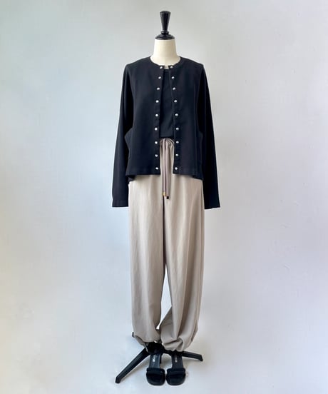 mao made　シルケットコットン スナップ ワイドカーディガン（ブラック）