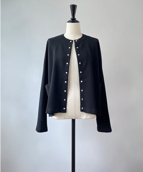 mao made　シルケットコットン スナップ ワイドカーディガン（ブラック）