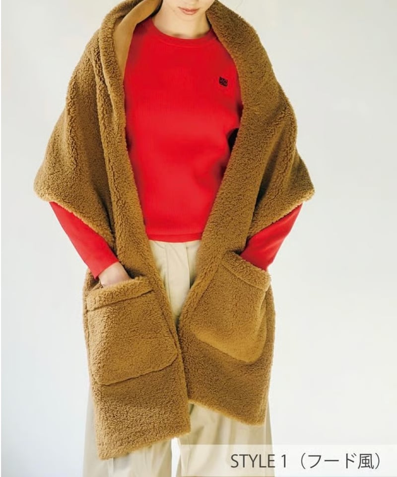 anana 4WAYリバーシブル ボアストール(キャメル) | HENNES_KURAKUEN anana 4WAYリバーシブル ボアストール(キャメル) | HENNES_KURAKUEN