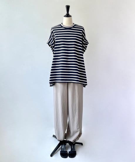 HERENCIA　バックリボン ボーダーカットソー（ネイビー×オフ）