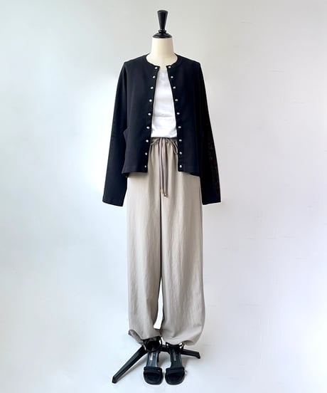 mao made　シルケットコットン スナップ ワイドカーディガン（ブラック）