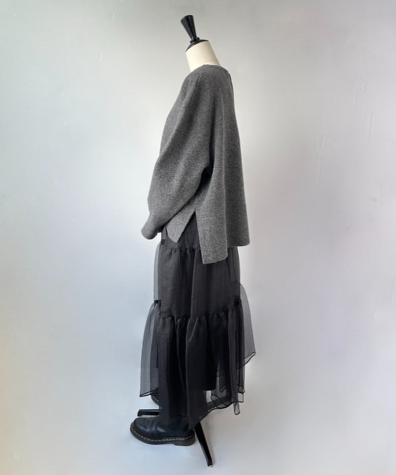 anana シアーオーガンジー ティアードスカート（ブラック  