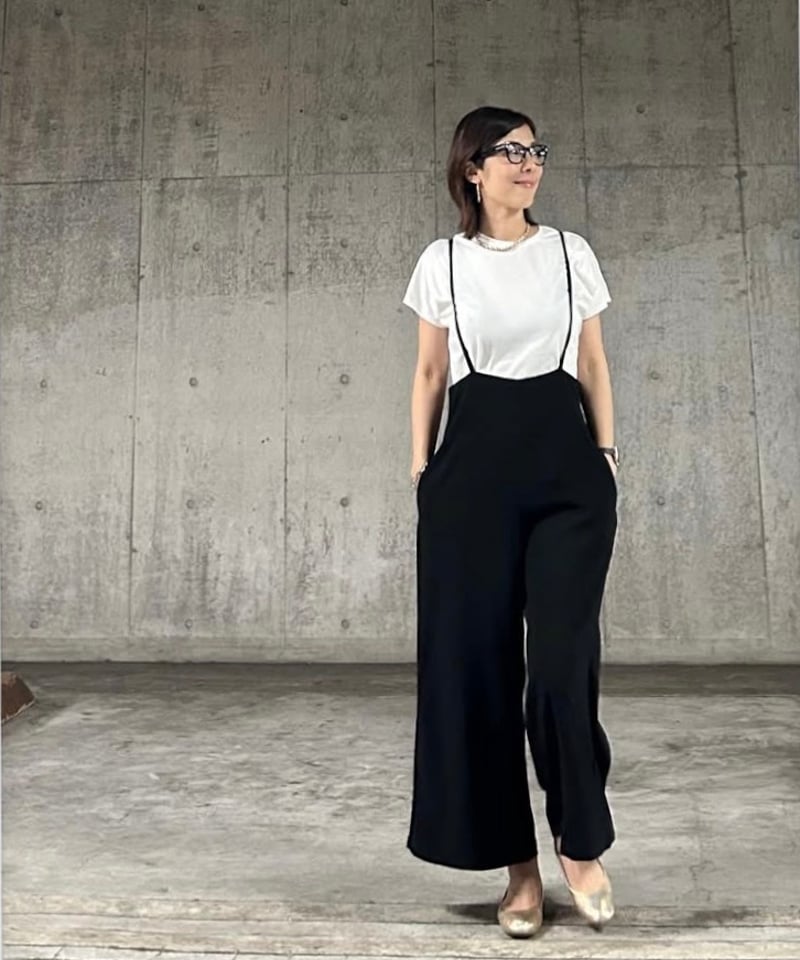 anana コードストッパーストラップ サロペット（ブラック