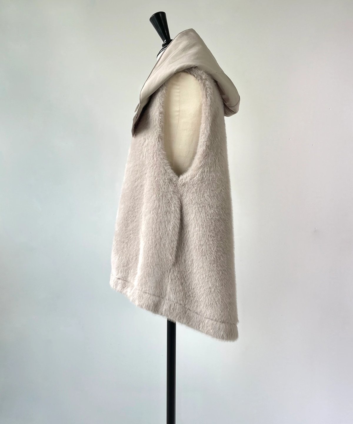 MARIE D'OR ミンクフェイクファー 別布フード取りはずしベスト（ペール