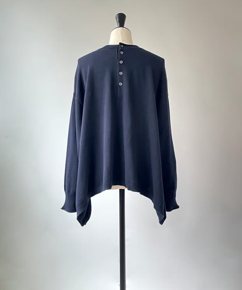 Maoページ mao made 2WAY テントライン ヘンリーネック ニット（ブラックネイビー