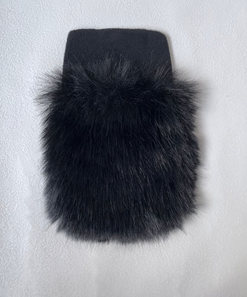 ウールの黒 ファー付きケープ型コート Flat 2WAYファーポケット ウールライク ケープコート（ブラック