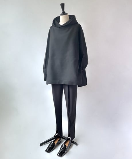 mao made　ストレッチニット フーディー BIGプルオーバー（ブラック）
