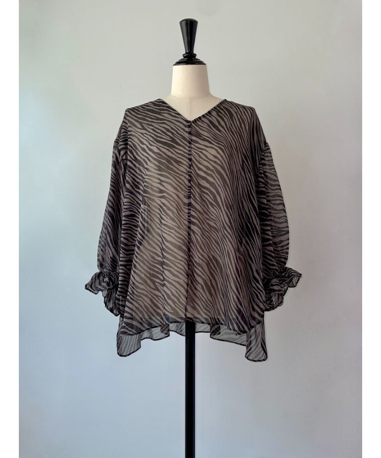 ■【カルヴェン】carven プルオーバー　ゼブラ　トップス　 XL　48　総柄 □【カルヴェン】carven プルオーバー ゼブラ トップス XL 48 総