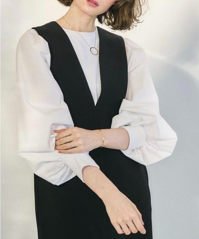 anana Vサスペンダー ジャンパースカートワンピース（ブラック