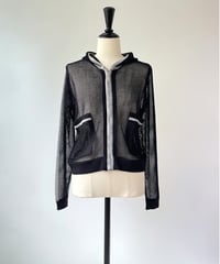 Neo Anemos　ラインメッシュ フーディーカーディガン（ブラック×グレー）