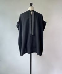 HERENCIA　バックリボン タックスリーブ カットソー（ブラック）