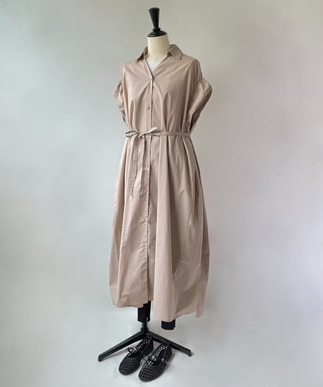 HERENCIA　バックリボン シャツドレス ワンピース（ベージュ）