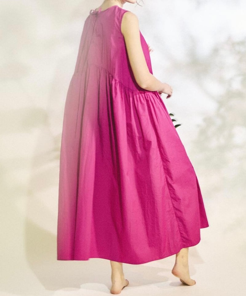 anana ウエストギャザー バックリボン ワンピース（マゼンタピンク
