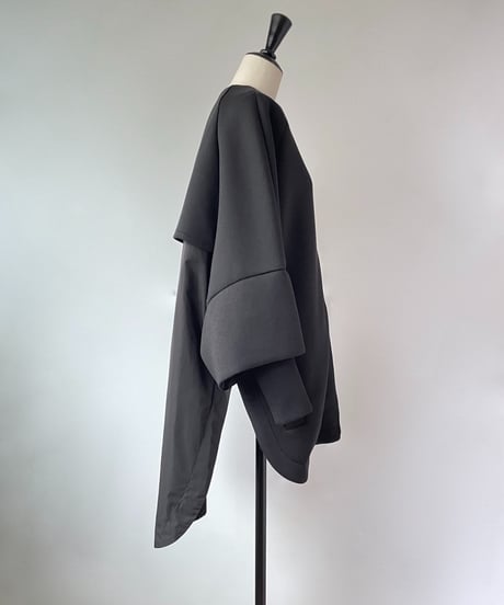 Neo Anemos　レイヤードデザイン ドッキング ZIPコーディガン（ブラック）