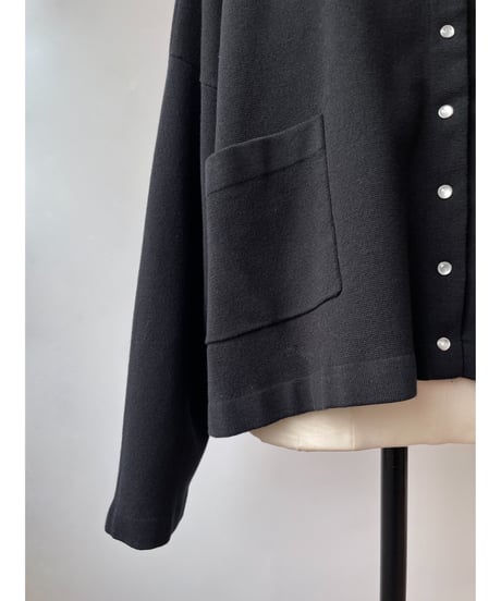 mao made　シルケットコットン スナップ ワイドカーディガン（ブラック）