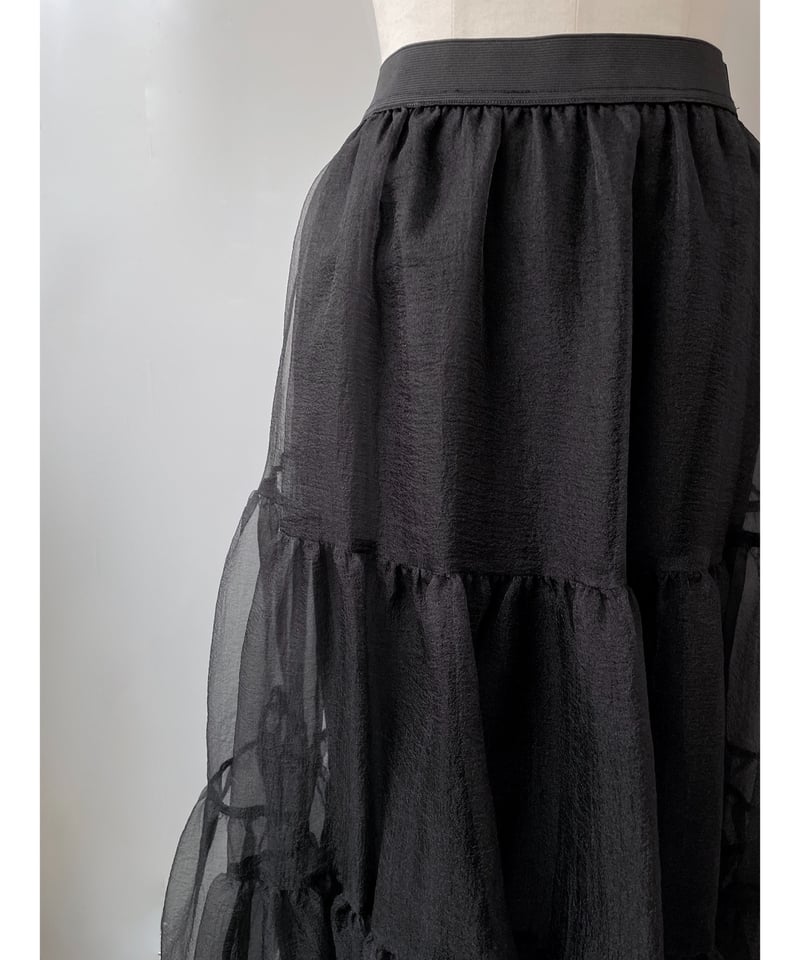 anana シアーオーガンジー ティアードスカート（ブラック  