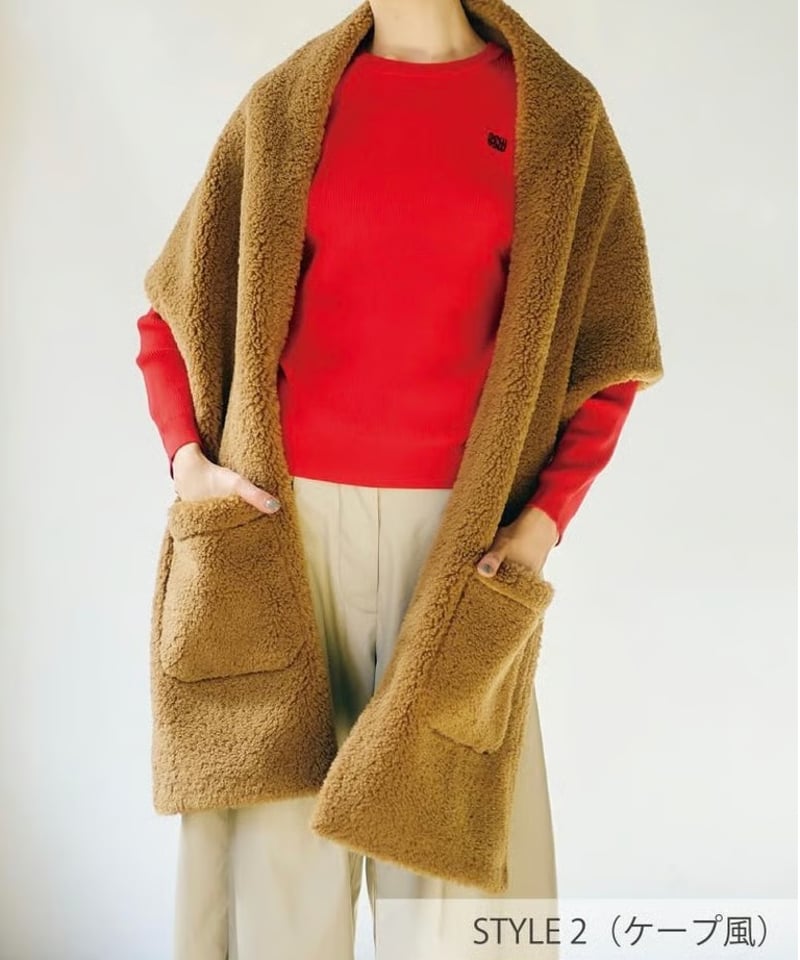 anana 4WAYリバーシブル ボアストール（キャメル） | HENNES_KURAKUEN