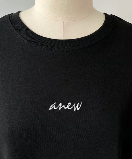 SUGARROSE　裾ドロスト 刺繍ロゴTee（ブラック）