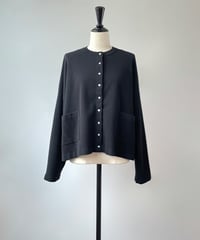 mao made　シルケットコットン スナップ ワイドカーディガン（ブラック）