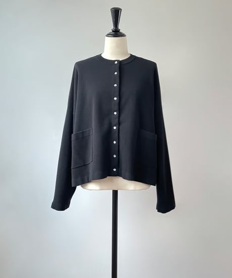 mao made　シルケットコットン スナップ ワイドカーディガン（ブラック）