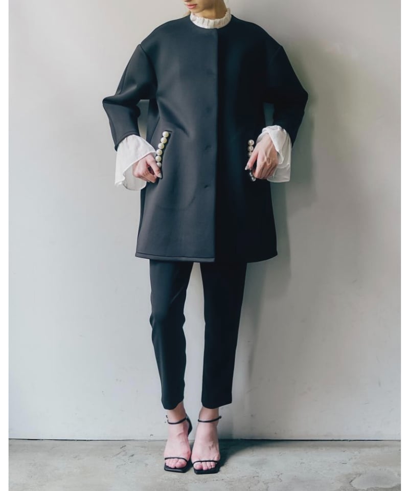 anana アナナ　パール付きカットソー　パンツ　セットアップ　卒業式　入学式 anana パール付き スポンジ ジャコット（ブラック）［再販