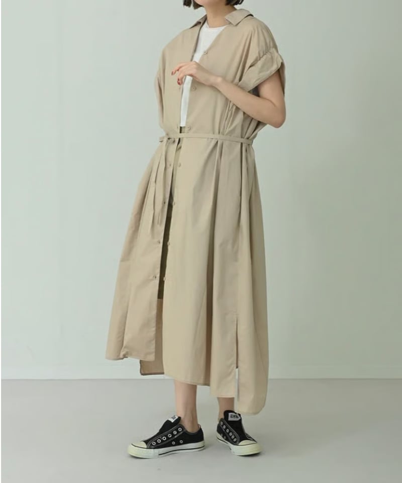 HERENCIA バックリボン シャツドレス ワンピース（ベージュ