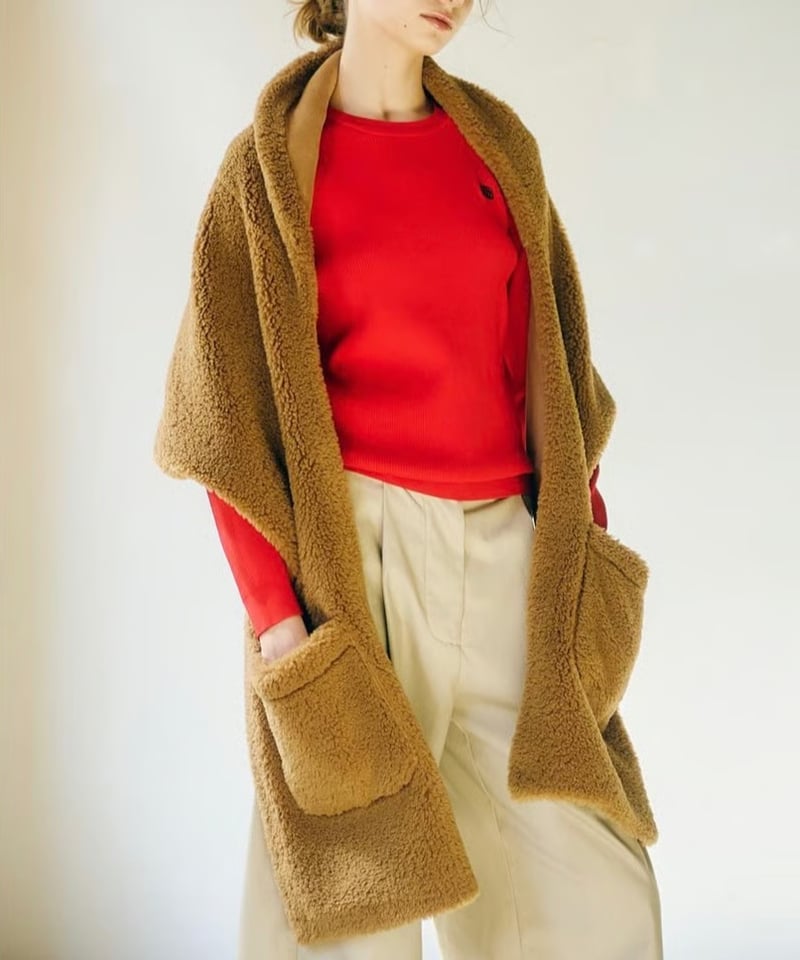 anana 4WAYリバーシブル ボアストール（キャメル） | HENNES_KURAKUEN