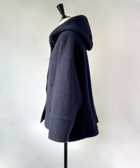 mao made　圧縮ウール フーディー ラグラン ジャコット（ネイビー）