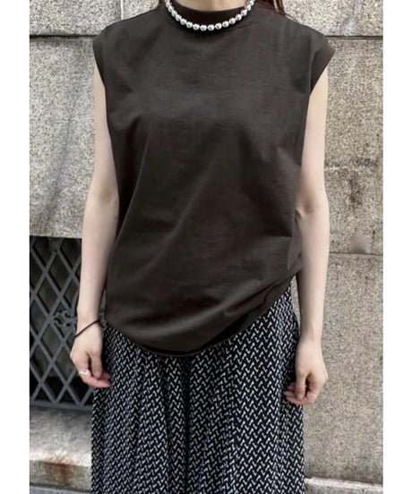 anana　コットン ノースリーブ ワイドTee（ダークブラウン）