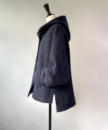 mao made　圧縮ウール フーディー ラグラン ジャコット（ネイビー）