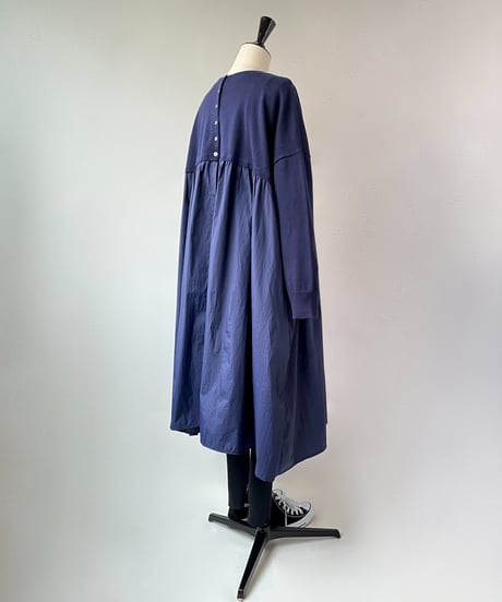 mao made　異素材切替 2WAY ロングカーディガン（ネイビー）