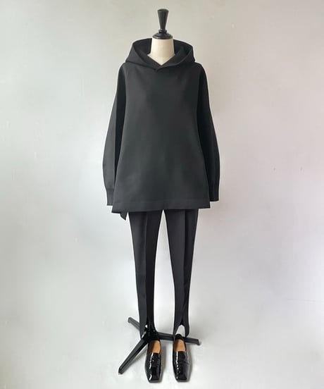 mao made　ストレッチニット フーディー BIGプルオーバー（ブラック）