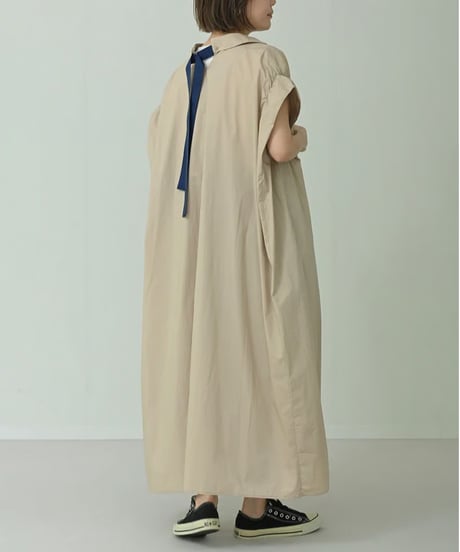 HERENCIA　バックリボン シャツドレス ワンピース（ベージュ）