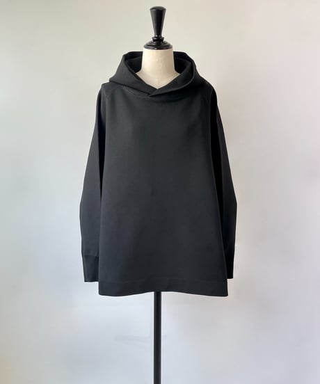 mao made　ストレッチニット フーディー BIGプルオーバー（ブラック）