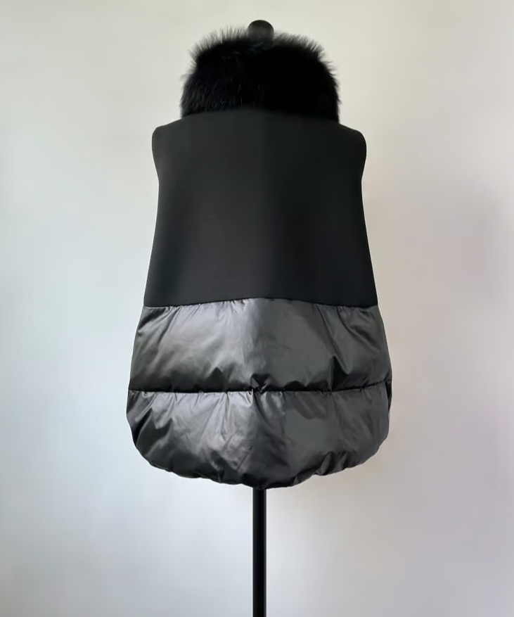 adagietto ブルーフォックスファー ダウンベスト（ブラック